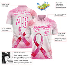 Charger l'image dans la galerie, Custom Pink White-Hot Pink 3D Pink Ribbon Breast Cancer Awareness Month Women Health Care Support Performance Polo Shirt
