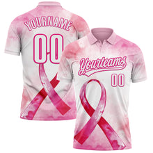 Charger l'image dans la galerie, Custom Pink White-Hot Pink 3D Pink Ribbon Breast Cancer Awareness Month Women Health Care Support Performance Polo Shirt