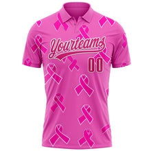 Charger l'image dans la galerie, Custom Pink Hot Pink-White 3D Pink Ribbon Breast Cancer Awareness Month Women Health Care Support Performance Polo Shirt
