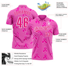Load image into Gallery viewer, Custom Pink Hot Pink-White 3D Pink Ribbon Breast Cancer Awareness Month Women Health Care Support Performance Polo Shirt