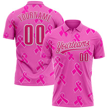 Charger l'image dans la galerie, Custom Pink Hot Pink-White 3D Pink Ribbon Breast Cancer Awareness Month Women Health Care Support Performance Polo Shirt
