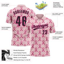 Load image into Gallery viewer, Custom Pink Black 3D Pink Ribbon Breast Cancer Awareness Month Women Health Care Support Performance Polo Shirt