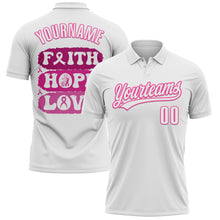 Laden Sie das Bild in den Galerie-Viewer, Custom White Pink 3D Pink Ribbon Breast Cancer Awareness Month Women Health Care Support Performance Polo Shirt