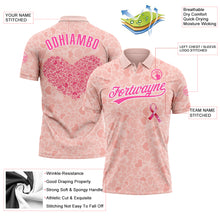 Load image into Gallery viewer, Custom Medium Pink Pink-White 3D Pink Ribbon Breast Cancer Awareness Month Women Health Care Support Performance Polo Shirt