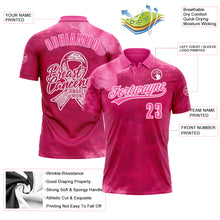 Load image into Gallery viewer, Custom Hot Pink Pink-White 3D Pink Ribbon Breast Cancer Awareness Month Women Health Care Support Performance Polo Shirt