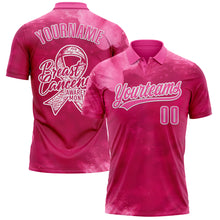 Загрузить изображение в средство просмотра галереи, Custom Hot Pink Pink-White 3D Pink Ribbon Breast Cancer Awareness Month Women Health Care Support Performance Polo Shirt