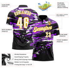 Загрузить изображение в средство просмотра галереи, Custom Black White-Gold 3D Bowling Performance Polo Shirt