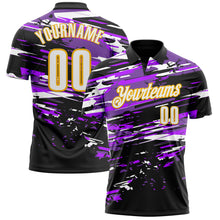 Загрузить изображение в средство просмотра галереи, Custom Black White-Gold 3D Bowling Performance Polo Shirt