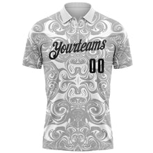 Charger l'image dans la galerie, Custom White Black-Steel Gray 3D Bowling Abstract Liquid Performance Polo Shirt