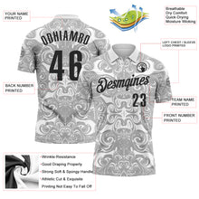Charger l'image dans la galerie, Custom White Black-Steel Gray 3D Bowling Abstract Liquid Performance Polo Shirt