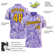 Загрузить изображение в средство просмотра галереи, Custom Purple Gold-Black 3D Bowling Abstract Liquid Performance Polo Shirt