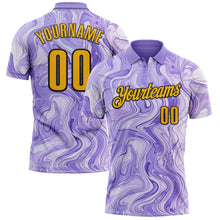Загрузить изображение в средство просмотра галереи, Custom Purple Gold-Black 3D Bowling Abstract Liquid Performance Polo Shirt