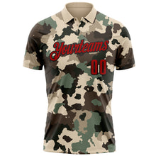 Загрузить изображение в средство просмотра галереи, Custom Camo Red-Black 3D Bowling Performance Salute To Service Polo Shirt