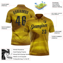 Load image into Gallery viewer, Custom Old Gold Black 3D Bowling Abstract Halftone Performance Polo Shirt