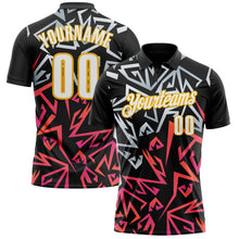 Загрузить изображение в средство просмотра галереи, Custom Black White-Gold 3D Bowling Performance Polo Shirt