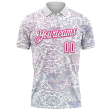 Charger l'image dans la galerie, Custom White Hot Pink 3D Bowling Vintage Floral Performance Polo Shirt