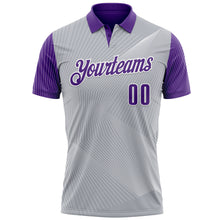 Charger l'image dans la galerie, Custom Gray Purple-White 3D Bowling Line Performance Polo Shirt