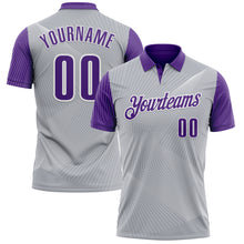 Charger l'image dans la galerie, Custom Gray Purple-White 3D Bowling Line Performance Polo Shirt