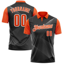 Загрузить изображение в средство просмотра галереи, Custom Black Orange-White 3D Bowling Line Performance Polo Shirt