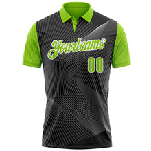 Загрузить изображение в средство просмотра галереи, Custom Black Neon Green-White 3D Bowling Line Performance Polo Shirt