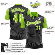 Загрузить изображение в средство просмотра галереи, Custom Black Neon Green-White 3D Bowling Line Performance Polo Shirt