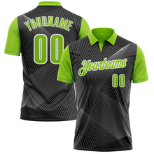 Загрузить изображение в средство просмотра галереи, Custom Black Neon Green-White 3D Bowling Line Performance Polo Shirt
