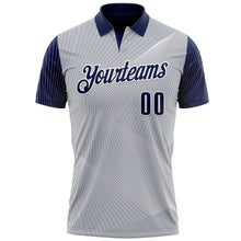 Загрузить изображение в средство просмотра галереи, Custom Gray Navy-White 3D Bowling Line Performance Polo Shirt