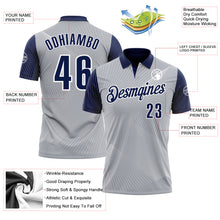 Загрузить изображение в средство просмотра галереи, Custom Gray Navy-White 3D Bowling Line Performance Polo Shirt