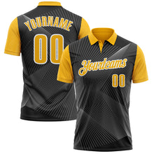 Загрузить изображение в средство просмотра галереи, Custom Black Gold-White 3D Bowling Line Performance Polo Shirt