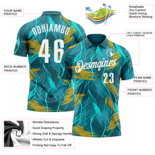 Загрузить изображение в средство просмотра галереи, Custom Teal Old Gold-White 3D Bowling Line Performance Polo Shirt