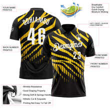 Загрузить изображение в средство просмотра галереи, Custom Black Yellow-White 3D Bowling Dot Performance Polo Shirt
