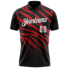 Загрузить изображение в средство просмотра галереи, Custom Black Red-White 3D Bowling Dot Performance Polo Shirt