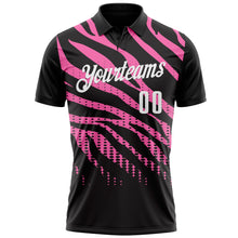 Load image into Gallery viewer, Custom Black Pink-White 3D Bowling Dot Performance Polo Shirt