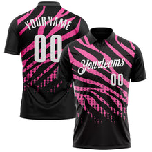 Load image into Gallery viewer, Custom Black Pink-White 3D Bowling Dot Performance Polo Shirt