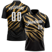 Загрузить изображение в средство просмотра галереи, Custom Black Old Gold-White 3D Bowling Dot Performance Polo Shirt