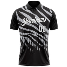 Load image into Gallery viewer, Custom Black Gray-White 3D Bowling Dot Performance Polo Shirt