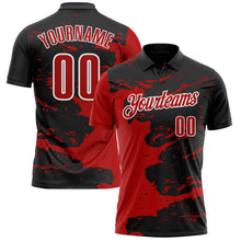 Загрузить изображение в средство просмотра галереи, Custom Black Red-White 3D Bowling Splash Ink Performance Polo Shirt