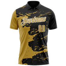 Загрузить изображение в средство просмотра галереи, Custom Black Old Gold-White 3D Bowling Splash Ink Performance Polo Shirt