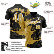 Загрузить изображение в средство просмотра галереи, Custom Black Old Gold-White 3D Bowling Splash Ink Performance Polo Shirt