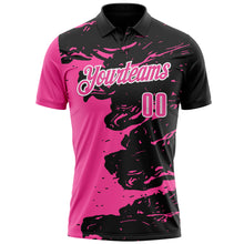 Загрузить изображение в средство просмотра галереи, Custom Black Pink-White 3D Bowling Splash Ink Performance Polo Shirt
