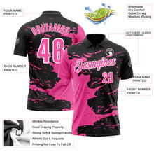 Загрузить изображение в средство просмотра галереи, Custom Black Pink-White 3D Bowling Splash Ink Performance Polo Shirt