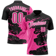 Загрузить изображение в средство просмотра галереи, Custom Black Pink-White 3D Bowling Splash Ink Performance Polo Shirt