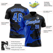 Загрузить изображение в средство просмотра галереи, Custom Black Thunder Blue-White 3D Bowling Splash Ink Performance Polo Shirt