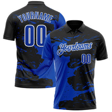 Загрузить изображение в средство просмотра галереи, Custom Black Thunder Blue-White 3D Bowling Splash Ink Performance Polo Shirt