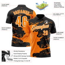 Загрузить изображение в средство просмотра галереи, Custom Black Bay Orange-White 3D Bowling Splash Ink Performance Polo Shirt