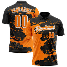 Загрузить изображение в средство просмотра галереи, Custom Black Bay Orange-White 3D Bowling Splash Ink Performance Polo Shirt