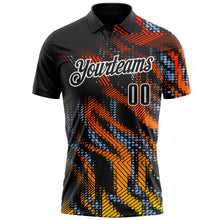 Загрузить изображение в средство просмотра галереи, Custom Black Light Blue-White 3D Bowling Geometric Shape Performance Polo Shirt