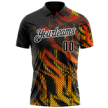 Загрузить изображение в средство просмотра галереи, Custom Black Gold-White 3D Bowling Geometric Shape Performance Polo Shirt