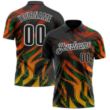 Load image into Gallery viewer, Custom Black Grass Green-White 3D Bowling Geometric Shape Performance Polo Shirt
