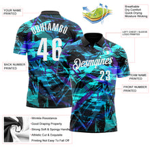 Load image into Gallery viewer, Custom Black White 3D Bowling Abstract Grunge Art Performance Polo Shirt